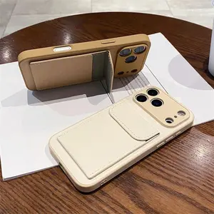Vintage Leather Card Slot Pocket Holder Wallet Case for iPhone 17 Air,16 E,15,14,12,13 Mini,11 Pro Max,X,XS,XR,7,8 Plus - Shockproof, Anti-Fall, Affordable Smartphone Accessories for Cellphone Handheld Devices
