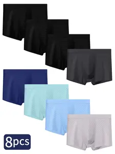 Men's Ice Silk Underwear Set, Summer Seamless Quick-Dry Briefs, Youth Cool Breathable Solid Color Loose Fit Large Size Thin Panties