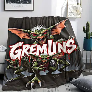 GREMLINS (15) Soft and Comfortable Flannel Blanket with Cartoon Design, Machine Washable Seasonal Throw for Home Living Room Napping Camping, Air Conditioner Blanket, Teen Room Holiday Decoration