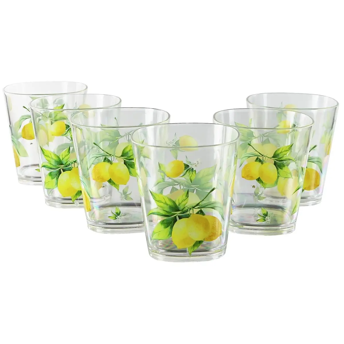 6pc Acrylic Drinkware Set 14oz Fresh Lemons