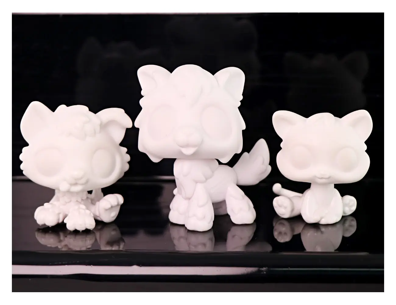 3 Pcs ABS DIY Custom Blank Bobblehead Animal Action Figure Kits - White Base Models, Painting Crafts Props, Birthday Cake Toppers for Kids Xmas Gifts