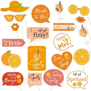 Love at First Spritz Bachelorette Photo Booth Props - Feeling Spritzy Party Decorations - Bridal Shower Photobooth Props - 20 count