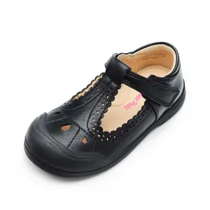 DREAM PAIRS KIDS School Uniform Dress Shoes Hook-And-Loop T-Strap Ballet Flats Comfort Protective Toe TPR Outsole Non-Slip Pattern Mary Jane