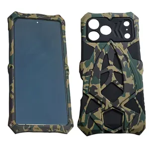 for IPhone 17 16 15 14 13 Pro Max 12 Xs 11 8 Plus Case XR SE3 SE2 Mini 7 Drop Triple Protection Phone Case Ultra-Durable Aluminum Alloy Camouflage Shockproof