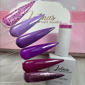 LATINAS NAIL STUDIO 6 Piece Set with Glitter La Tóxica) Gel Includes Various Color Shades for Beginners, Easy to Remove Formula