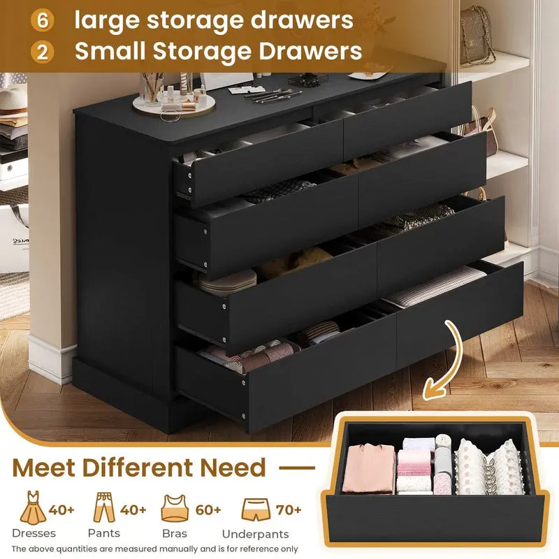 SIKAIC Modern 8-Drawer Long Double Dresser with Built-In Storage Organizer - TikTok Shop SIKAIC Modern 8-Drawer Long Double Dresser with Built-In Storage Organizer - TikTok Shop