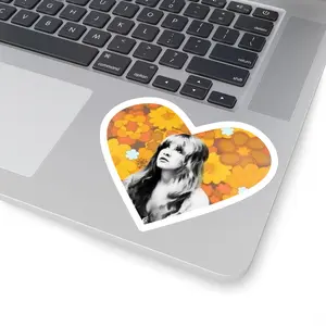 Stevie Nicks Retro Vintage Flower Heart Kiss Cut Sticker | Goddess Inspired | Fleetwood Mac | Boho Bohemian Vibe | Water Bottle Laptop