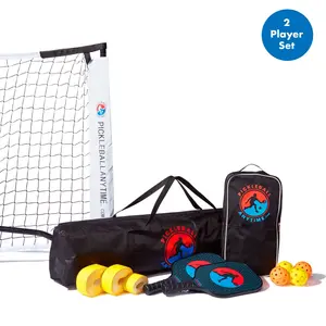 Pickleball 2-Player "Pickleball To-Go" Set - Includes Paddles, Balls, Pre-Measured Court Lines, Net + Frame, Carry + Storage Bags
