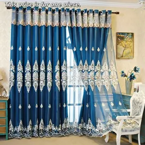 1PC European Style Blackout Room Decor Curtain, Luxury Embroidered Chenille Fabric, High-End Finished Window Covering for Bedroom & Living Room
