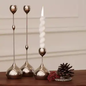 Modern Tear Drop Silver Candle Holder