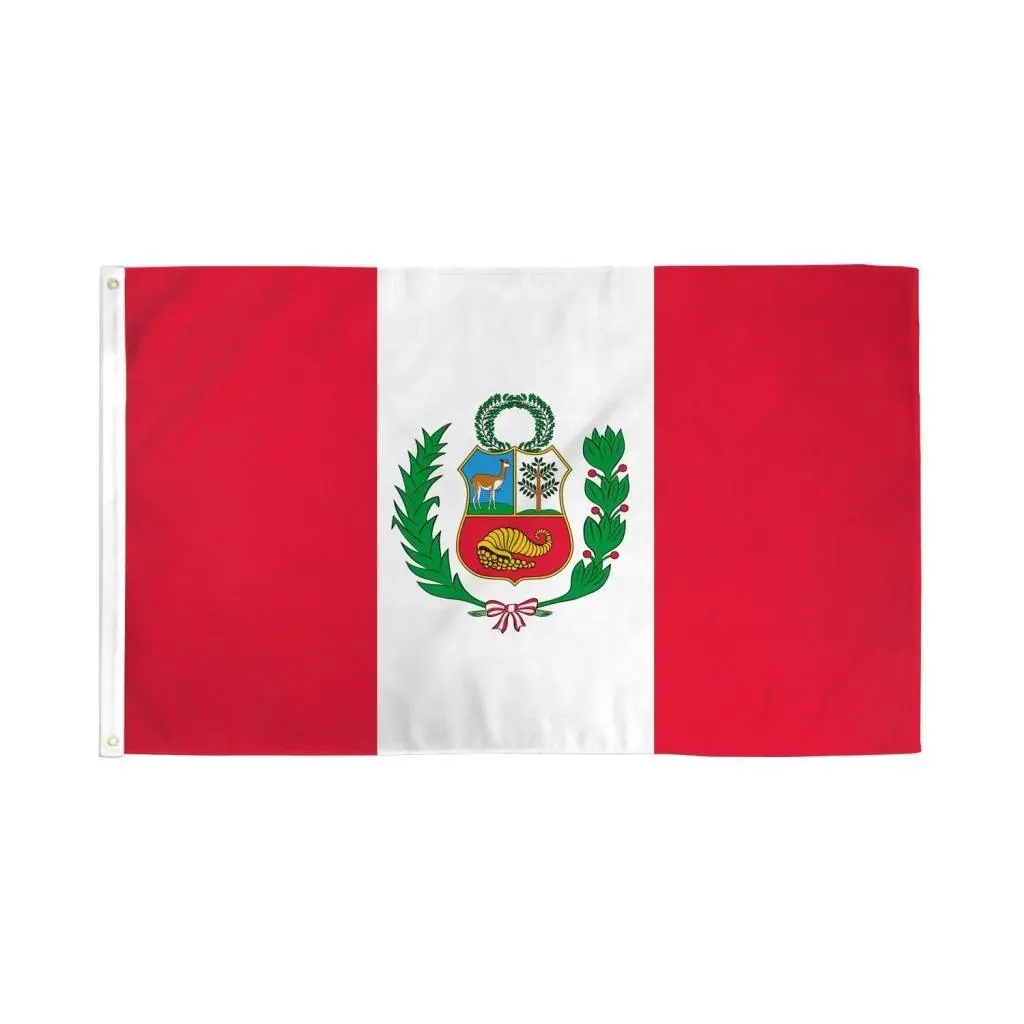 Peru National Flag Box, 2x3ft Polyester Dye-Sublimation Print Decorative Banner - Home Decor, Festive Supplies, Backdrop Fabric