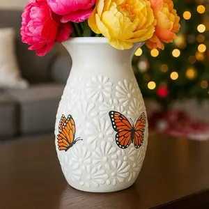 Talavera White Butterfly Flower Vase – Lead Free