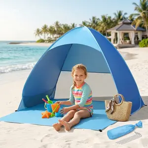 Pop Up Beach Tent Shade Sun Shelter UPF 50+ Canopy Cabana 3-4 Person for Adults Baby Kids Outdoor Activities Camping Fishing Hiking Picnic Touring