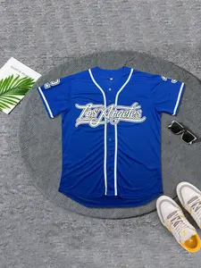 Vintage Los Angeles Embroidered Baseball Jersey for Men Women, Unisex Breathable Casual Short Sleeve Button Down Baseball Shirt, Hip Hop Fashion Streetwear Top