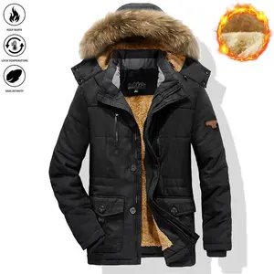 Men's Heavyweight Arctic Winter Jacket - - Windproof Coat with Full-Zip Closure, Hooded Insulated Outerwear -  Cold Weather Jacket for Skiing, Snowboarding, Camping , Winter Accessories, Skiing Apparel, Warm Fleece Lining