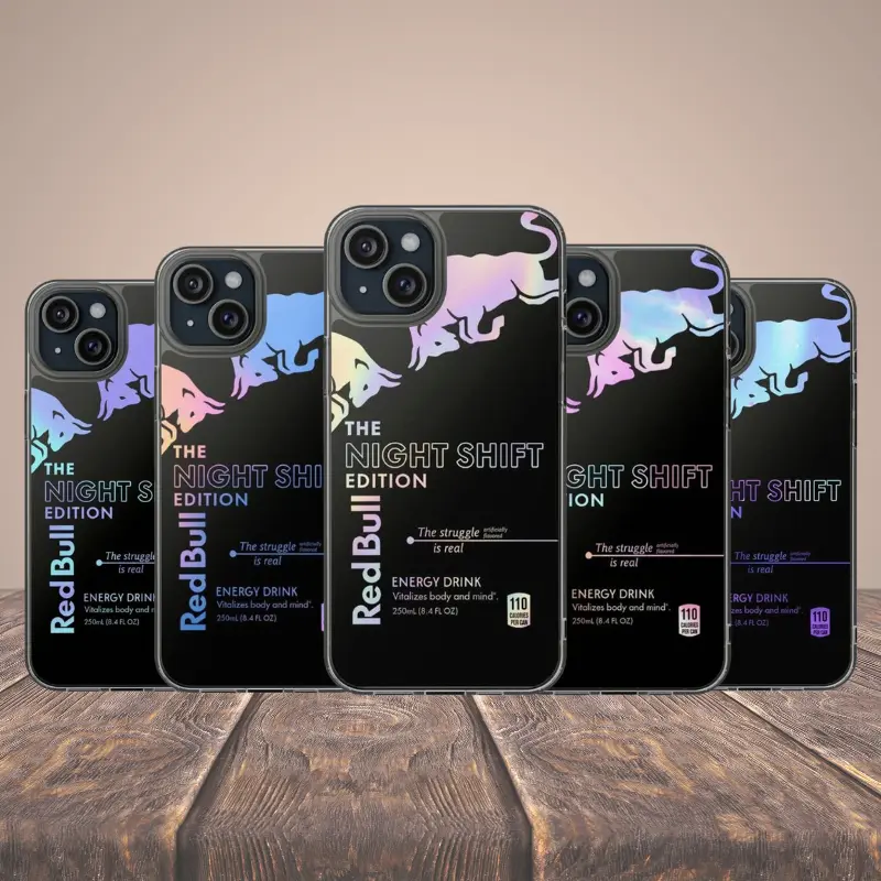 RedBull Night Shift Phone Case for iPhone & Samsung- Waterproof Curious George Design - Durable Polycarbonate & TPU Protection