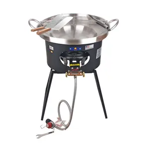 ARC 23" Stainless Steel Concave Comal Set with 80,000 BTU  Propane Burner Stove and Burner Stand, Discada Disc Cooker, Perfect for Backyard BBQ, Outdoor Camping, and Tacos al Pastor