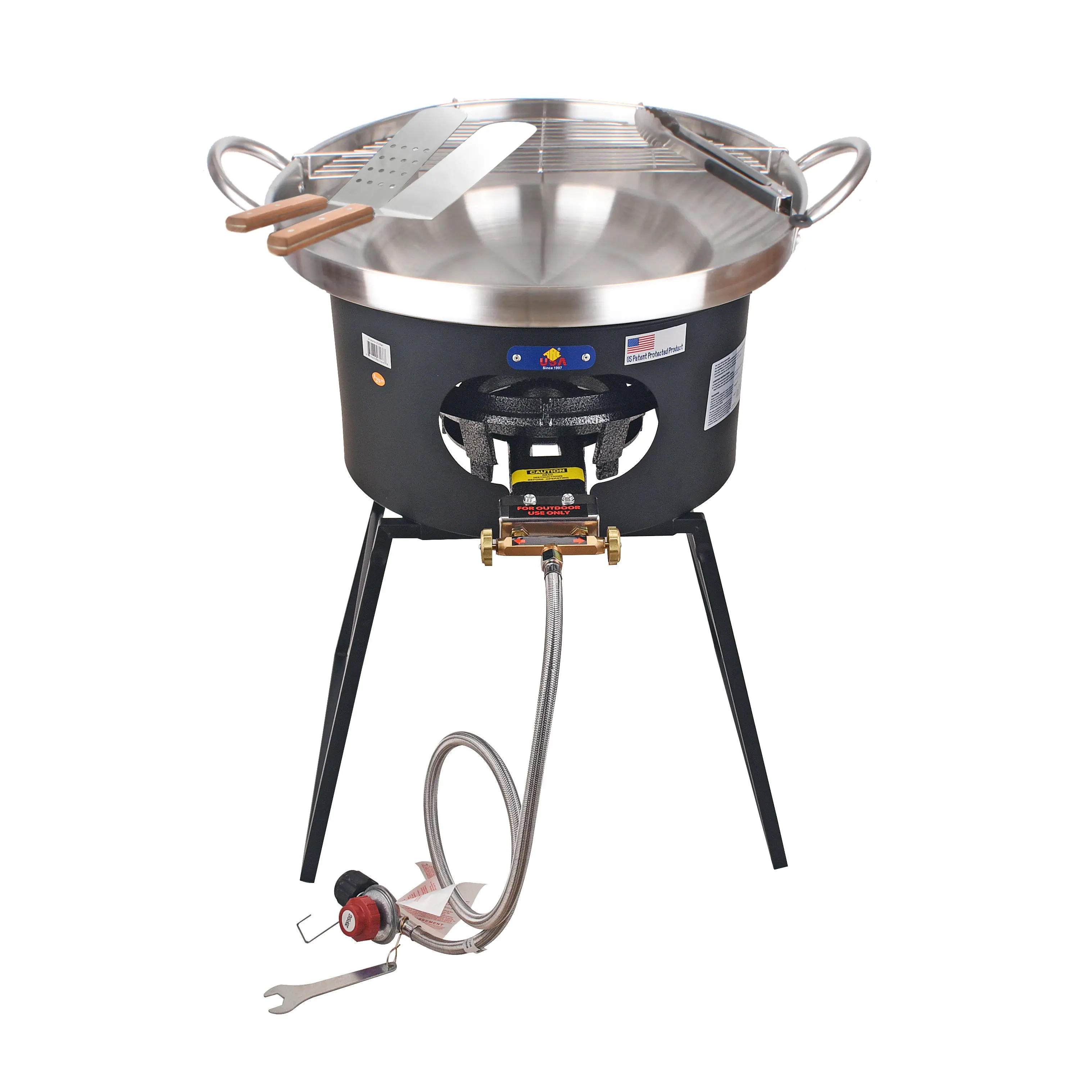 ARC 23" Stainless Steel Concave Comal Set with 80,000 BTU  Propane Burner Stove and Burner Stand, Discada Disc Cooker, Perfect for Backyard BBQ, Outdoor Camping, and Tacos al Pastor