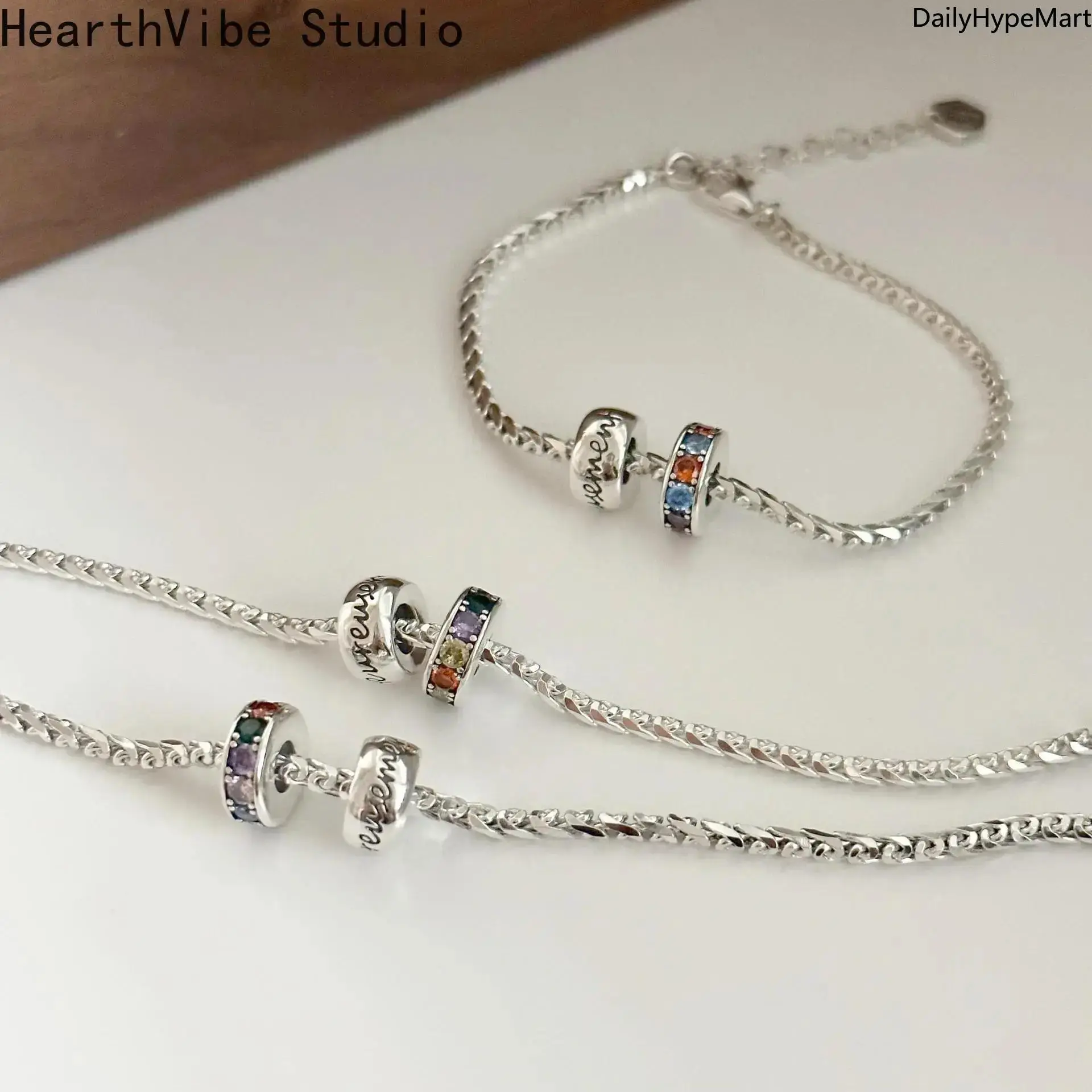 Women's 925 Sterling Silver Zircon Word Bracelet - Vintage Geometric Elegant Jewelry Bracelet, High Quality Fashion Accessory Gift, High Quality Bracelet