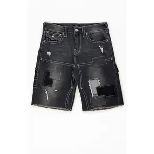 True Religion Men's Vinny Big T Black Baggy Carpenter Shorts