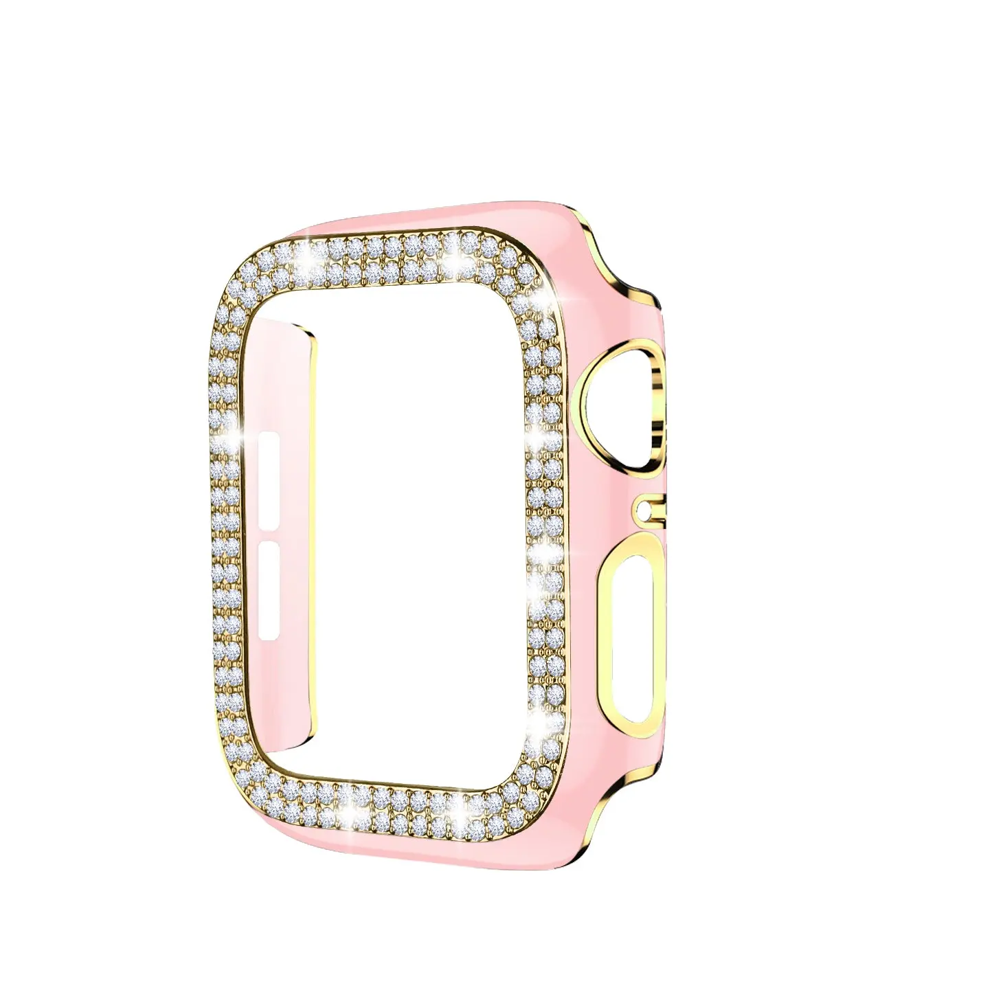 Worryfree Gadgets Bling Bumper Case Frame - Pink Smart Watch Accessory with Protection, Manufacturer Warranty, Pink-Gold Option for Wearable Devices, Accessories