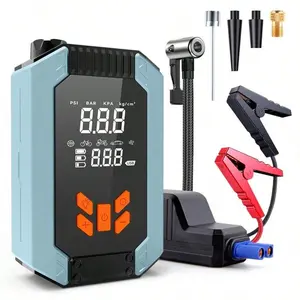 Portable Car Jump Starter with Air Compressor, 12V Battery Booster for 9.0L Gas/8.0L DL, 4000A 150PSI Tire Inflator, Smart Jumper Cables, LED Flashlight, LCD & Tire Pressure Display for Gifts for Men
