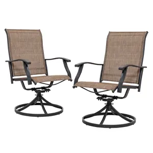 Outdoor Patio Swivel Chair Set, Textilene Fabric, Iron Frame