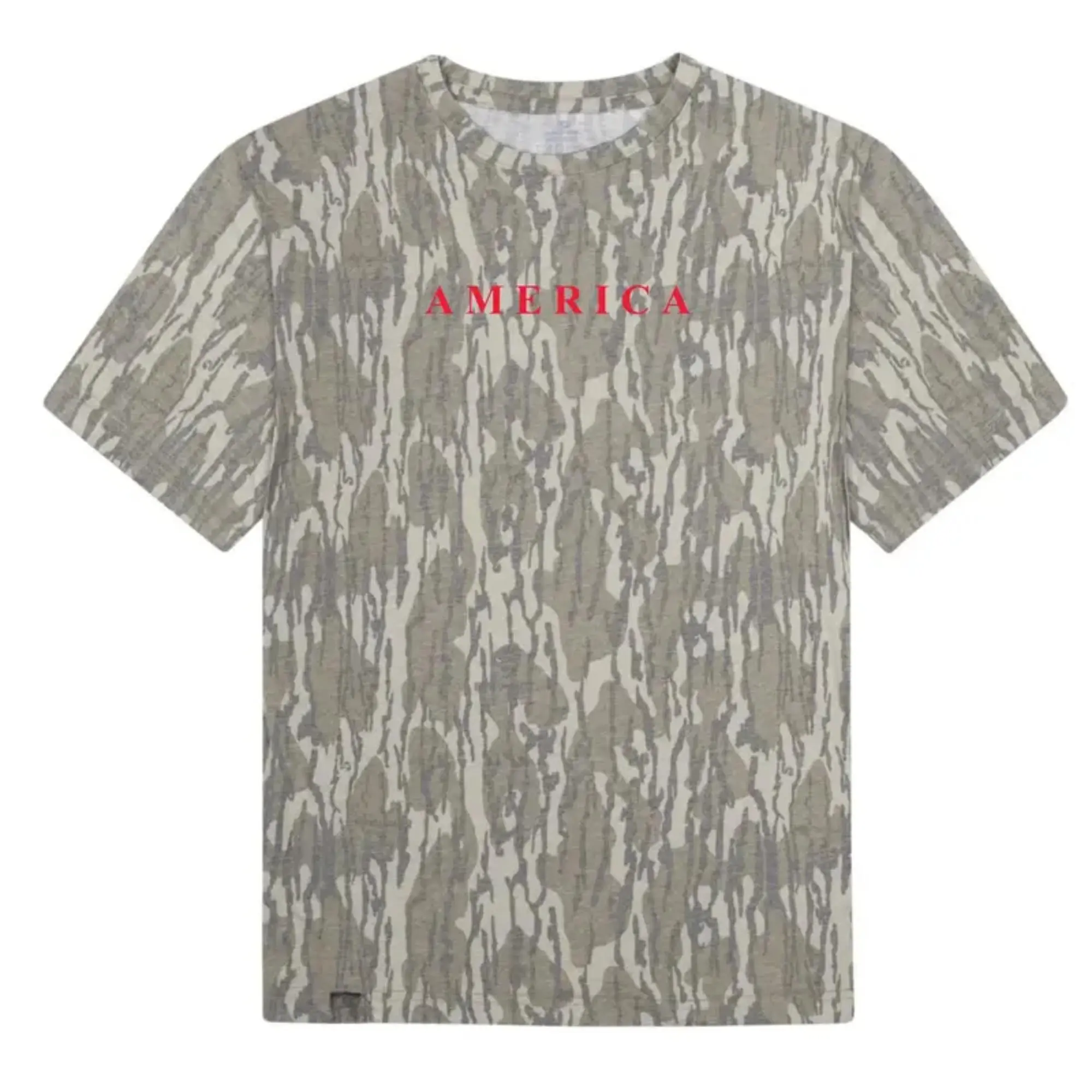 Mossy Oak America Camo T-Shirt, Bottomland Camo Unisex Outdoor Tee, Ultra Soft Breathable Cotton, Hiking Camping Shirt