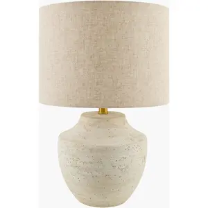 Deep Tan Traditional Table Lamp with linen details for bedside or console tables