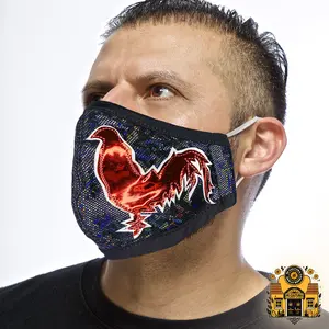 Dos Gallos Red on Black Luchador Style Face Cover Rooster Chicken mask