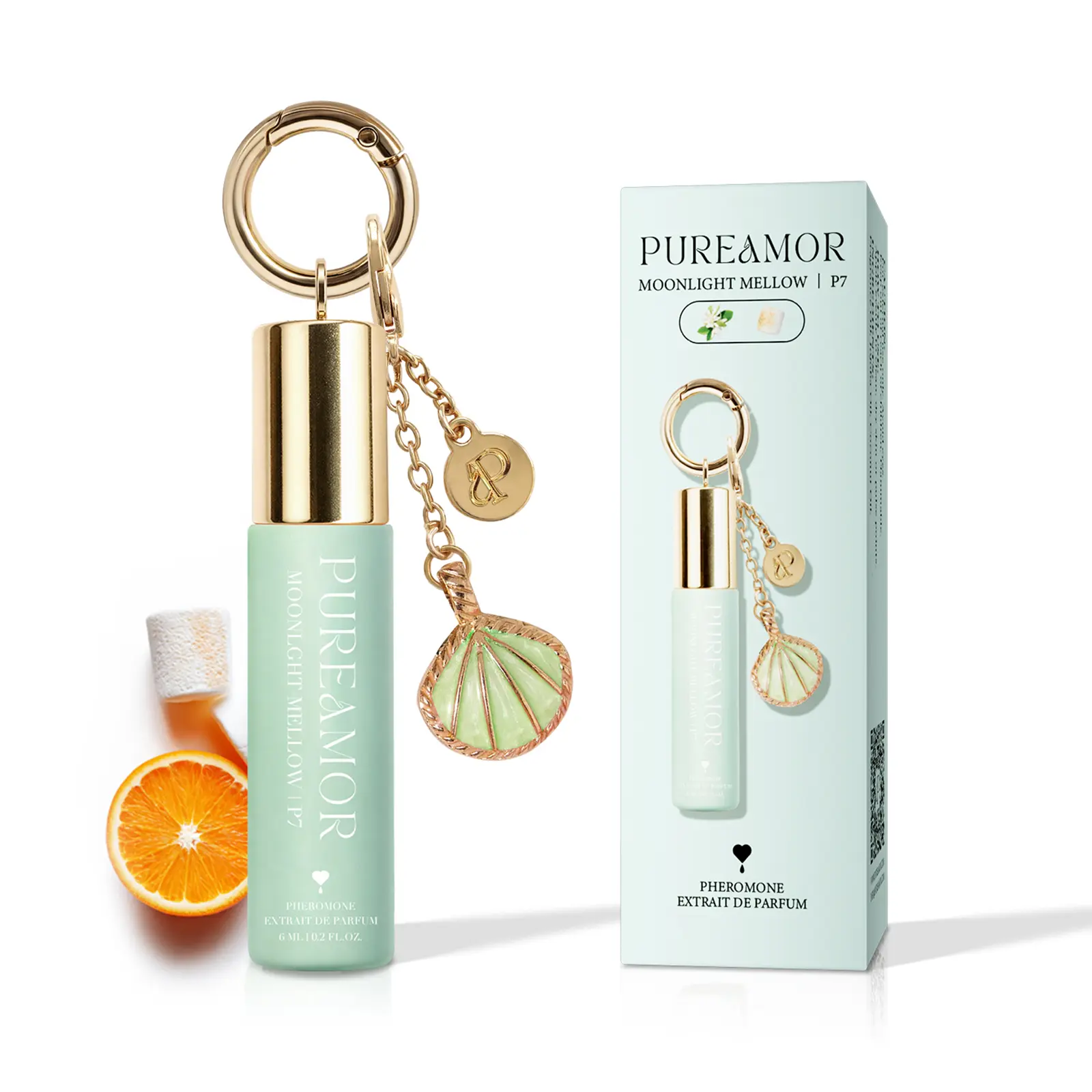PUREAMOR Roll-On Pheromone Perfume for Women, Extrait De Parfum 6ml/0.2oz, Long Lasting Luxury Parfum Travel Keychain, Perfect For Dating, Daily Life, Parties, Gift Giving