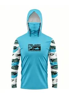 2026 new fishing apparel ice silk long-sleeve hoodie with integrated face mask, thin sun-protection clothing, mosquito-proof UPF50+ T-shirt Men's Breathable Fashion tracksuits men tops athleisure baggy