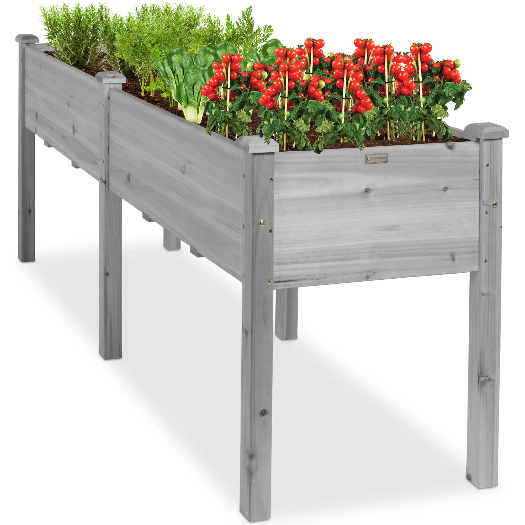 Best Choice Products 72x23x30in Raised Garden Bed, Elevated Wood Planter Box for Patio w/ Divider Panel