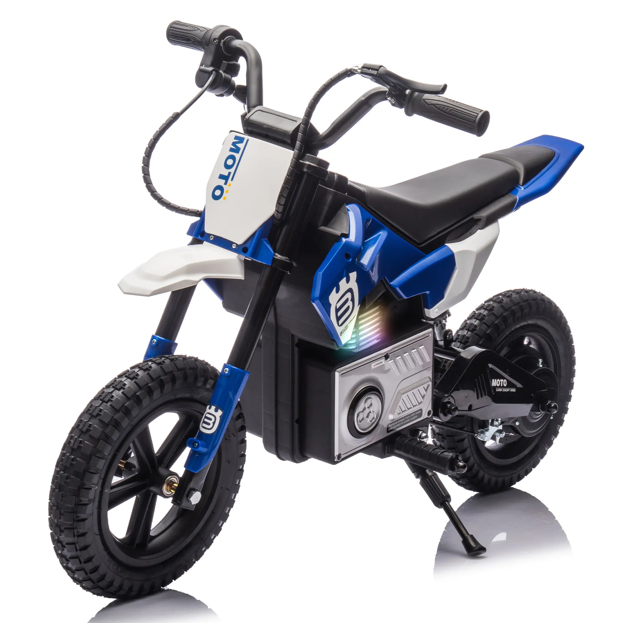 Unisex 24V Kids Dirt Bike Motocross Ride-On Toy - 200W Hub Motor, 3.11-9.32MPH Adjustable Speed, Rear Shock Absorber, Bluetooth LED Lights, Built-In Cells, PP Plastic, for 5-12 Years