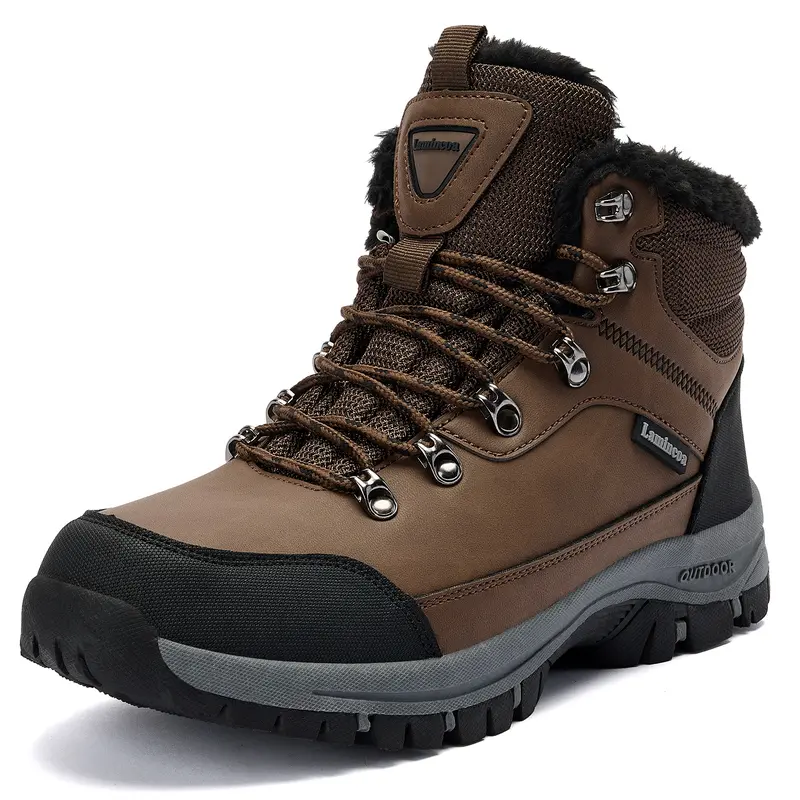 Outdoor Gear Mens Winter Boots Casual Lightweight Snow Boots Warm Fur Lined Hiking Boots Water-Resistant Non-Slip Comfortable Ankle Shoes for Hiking & Camping