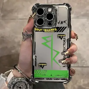 Cyberpunk Style Frame Pattern Phone Case iPhone for 17 Air 16 15 Plus 14 13 12 11 Pro Max Xsmax & Samsung Galaxy S26 Ultra S25 Plus S24 + S23 FE S22 Coated Anti-drop Transparent Soft Back Case.A136