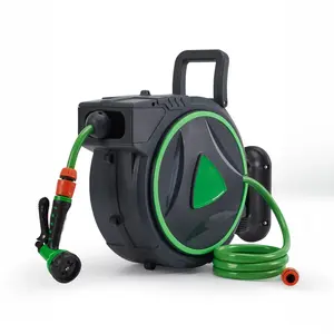 [NEW PRODUCT - FLASH SALE] Garvee 1/2" x 65 FT Retractable Garden Hose Reel, Wall-Mounted Auto Rewind Water Hose Reel with Any-Length Lock & 180° Swivel Bracket