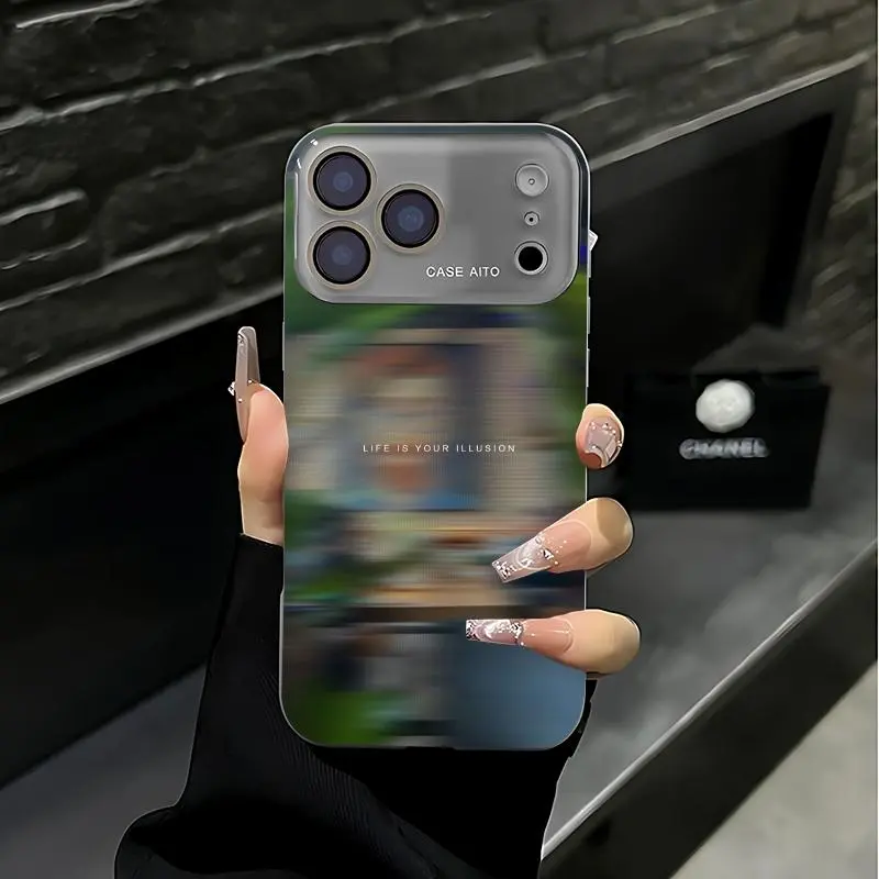 Horizontal gradient blurred landscape pattern phone case. Compatible with iPhone 17 Pro Max, 16 Pro Max, 15 Pro Max, and 14 Pro Max. Includes lens protection. Also compatible with iPhone 15, 14, 13, and 12. Made of skin-friendly TPU material.