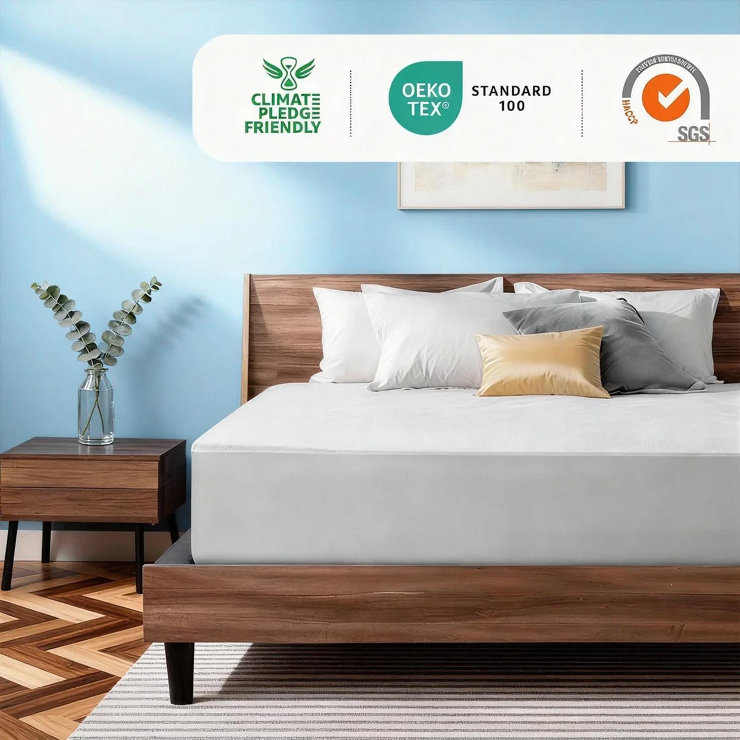 【TASTELIFE】 Waterproof Mattress Protector Twin XL Size, 100% Waterproof Breathable Noiseless Mattress Cover with Deep Pocket for 6-18 inches Mattress, Machine Washable & Vinyle-Free (White) topper