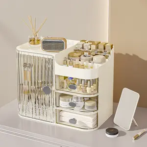 Light Luxury PP+PET Material, Cosmetic Dustproof Storage Rack, Multifunctional Transparent Lipstick and Skincare Display Rack, Large Capacity Face Mask Cosmetic Organizer Box