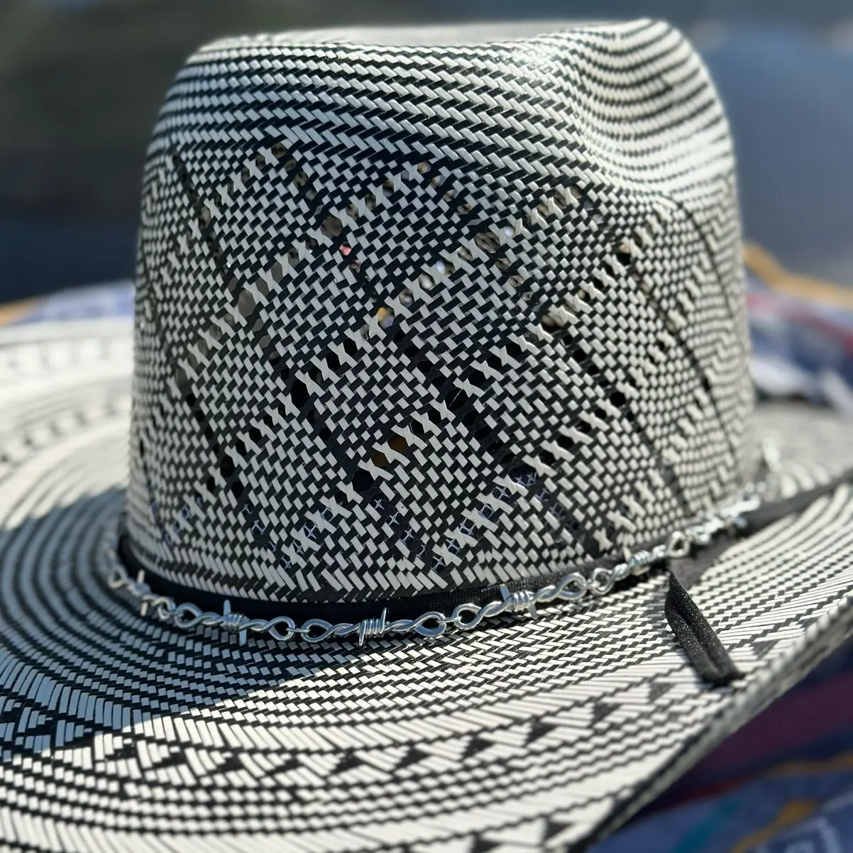 Barbed wire hatband silver gold turquoise Barbed wire hatband silver gold turquoise
