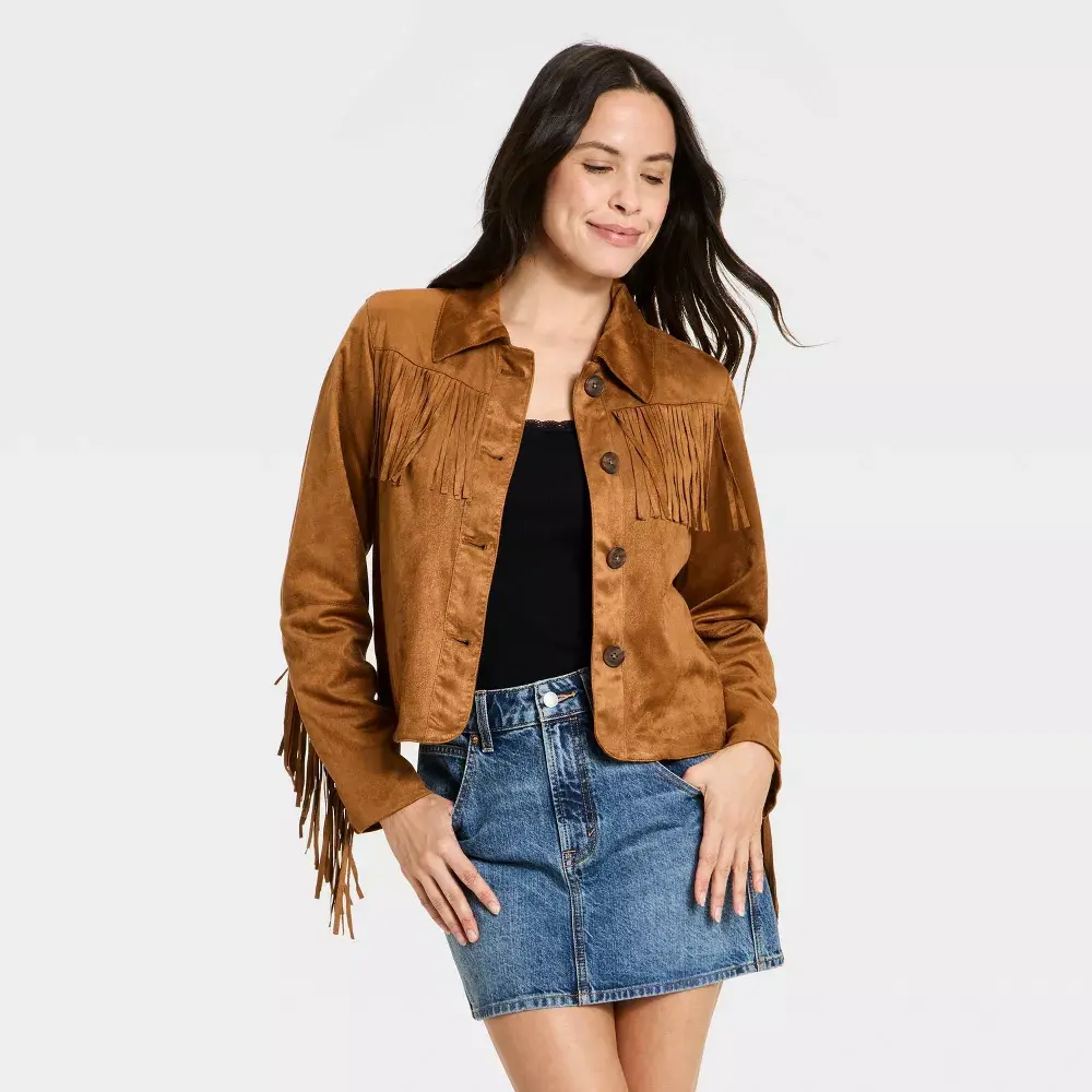 Women's Western Fringe Faux Suede Fashion Jacket - Universal