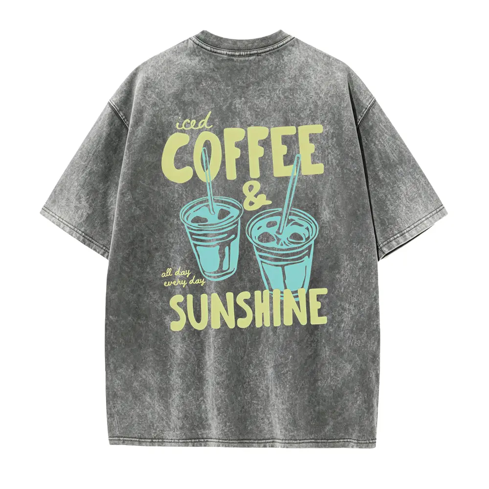 Iced Coffee & Sunshine Orange Cup Print T-Shirt | Clothes Women, Loose Fit, Summer Tops, Spring Vibes, Cozy Aesthetic Tee