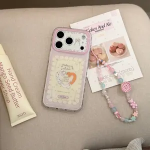 Heart Dual Layer Phone Case for Apple iPhone 17 Pro Max, Cute Sausage Dog Design, Colorful Chain Strap, Fashionable Girl's Protective Cover