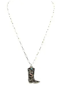 Western Cowboy Boots Turquoise Initial Necklace: S