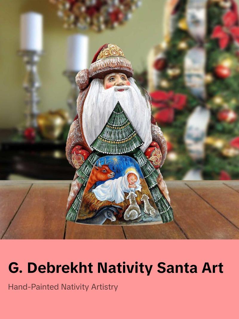 The Savior Dreams Santa Hand-Painted WOODCARVED Masterpiece by G. DeBrekht - Nativity Holiday Decor - 8208011