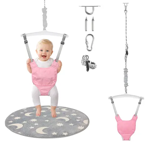 G TALECO GEAR Unisex Baby Doorway Jumper - Newborn Bouncer, 0-3 Years Infant Swing, 304 Steel Adjustable Chain, Plush Soft Rug, Anti-Slip Pad, Ceiling Hook, Indoor/Outdoor Use, Motor Skill Development Tool