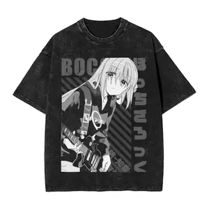 valentine shirts  Washed T Shirt Bocchi the Rock Hitori Gotoh 7Dinosaur Hip Hop Vintage T-Shirt Oversize Streetwear Cotton Summer Tee Shirt Men