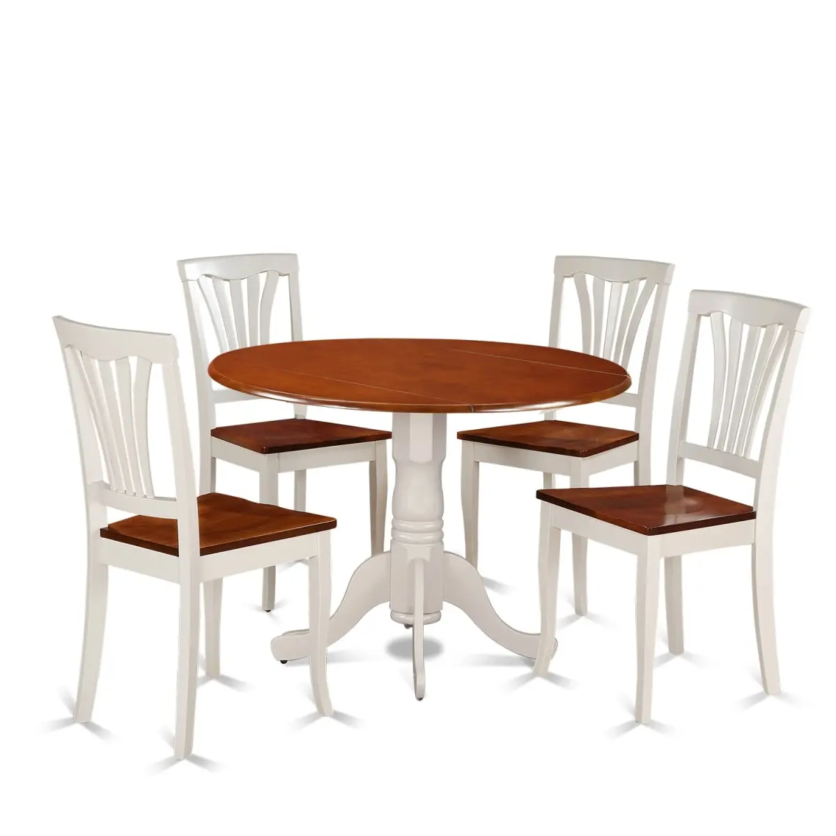 Round Dining Set with Table & 4 Chairs, Buttermilk & Cherry - 5 Piece