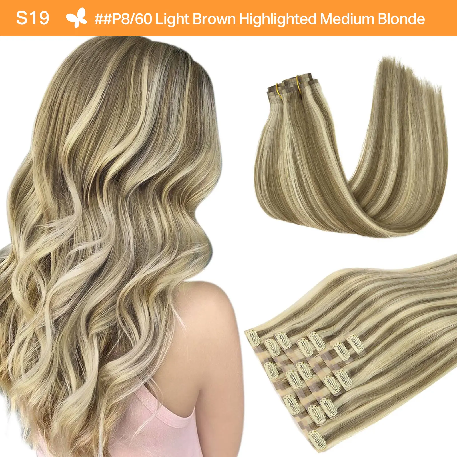 #P8B/60B Light Brown Highlighted Medium Blonde